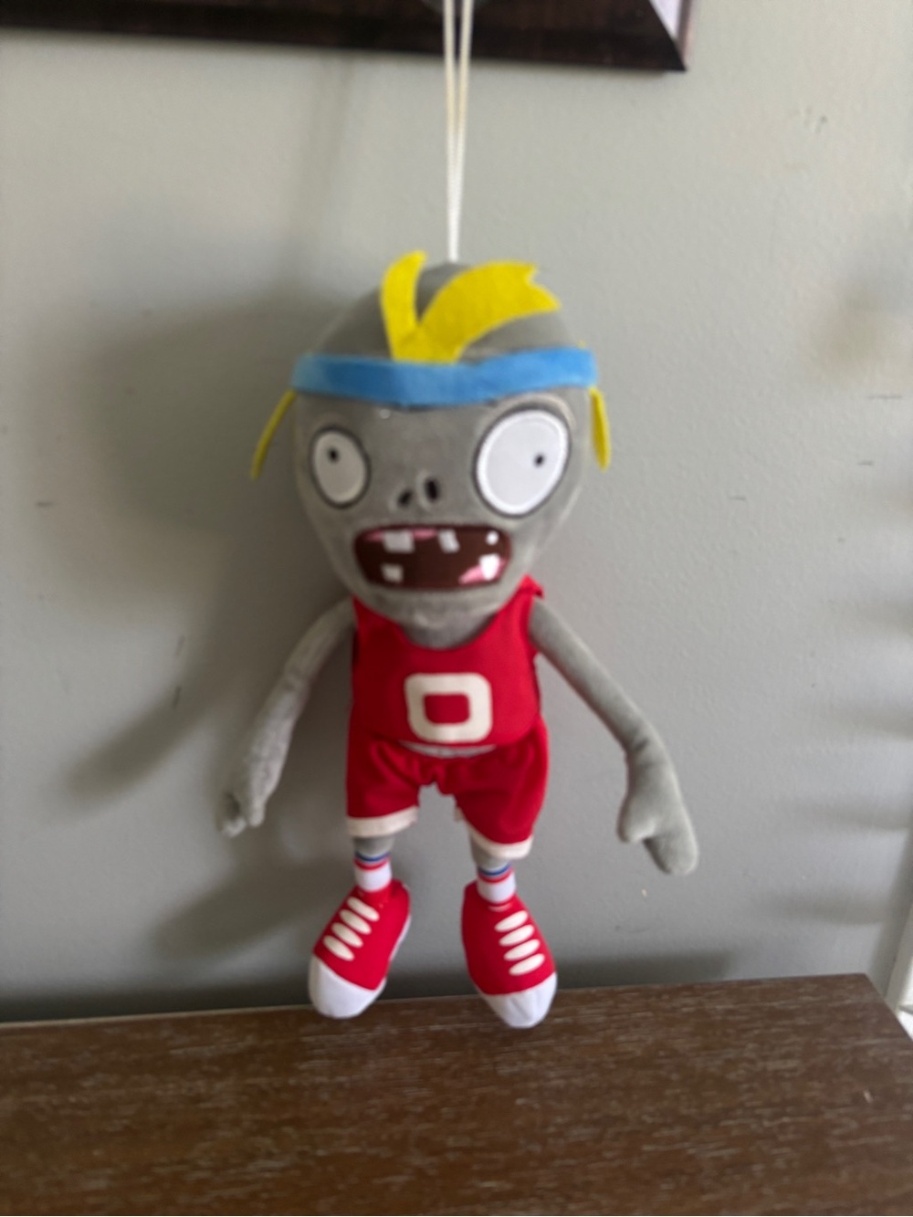 Red Sports Zombie Plush Toy with Blue Headband - plants vs zombies